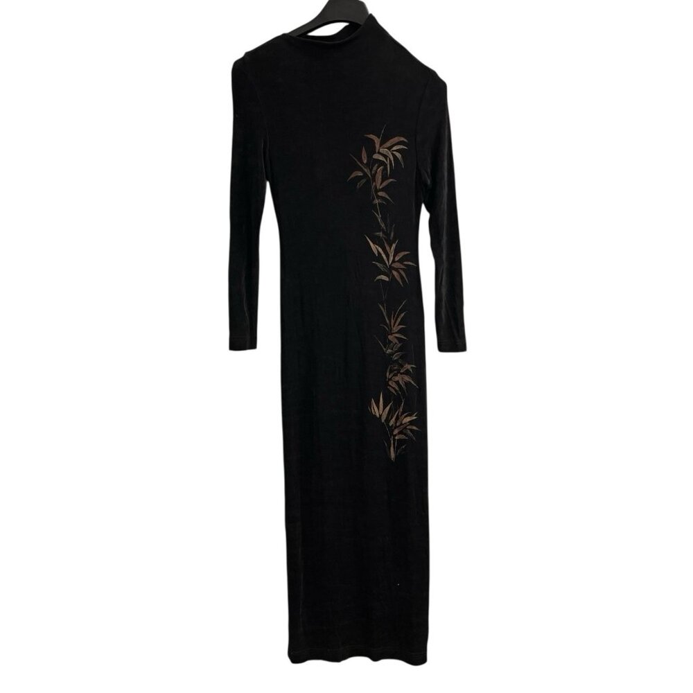 Vintage Jeffrey Dara Y2K Dress 4 Black‎ Ribbed Mesh Knit Maxi Whimsigoth Fairy